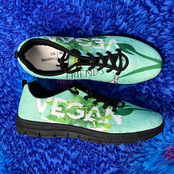 Other - NWOT Green Vegan Themed Sneakers - Unisex M10 / W12 / EU44